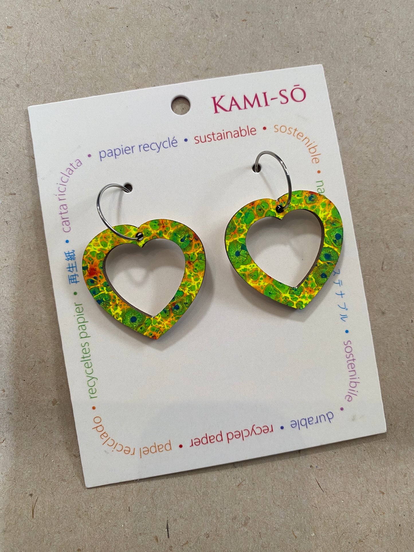 Earrings - Heart Hoop - Recycled Paper