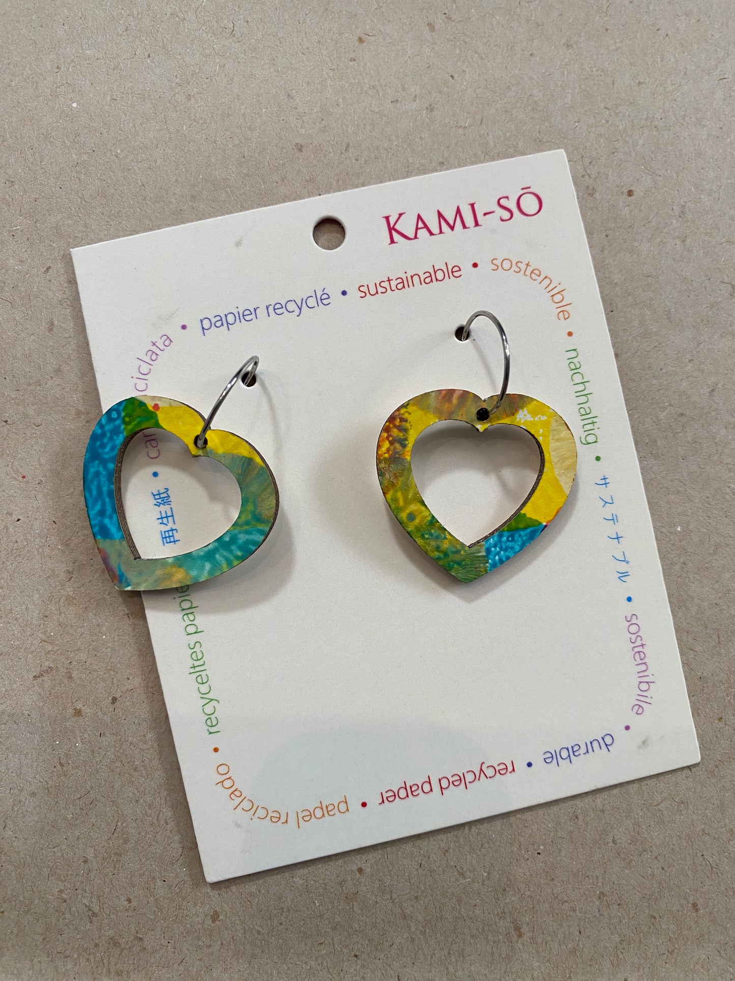 Earrings - Heart Hoop - Recycled Paper