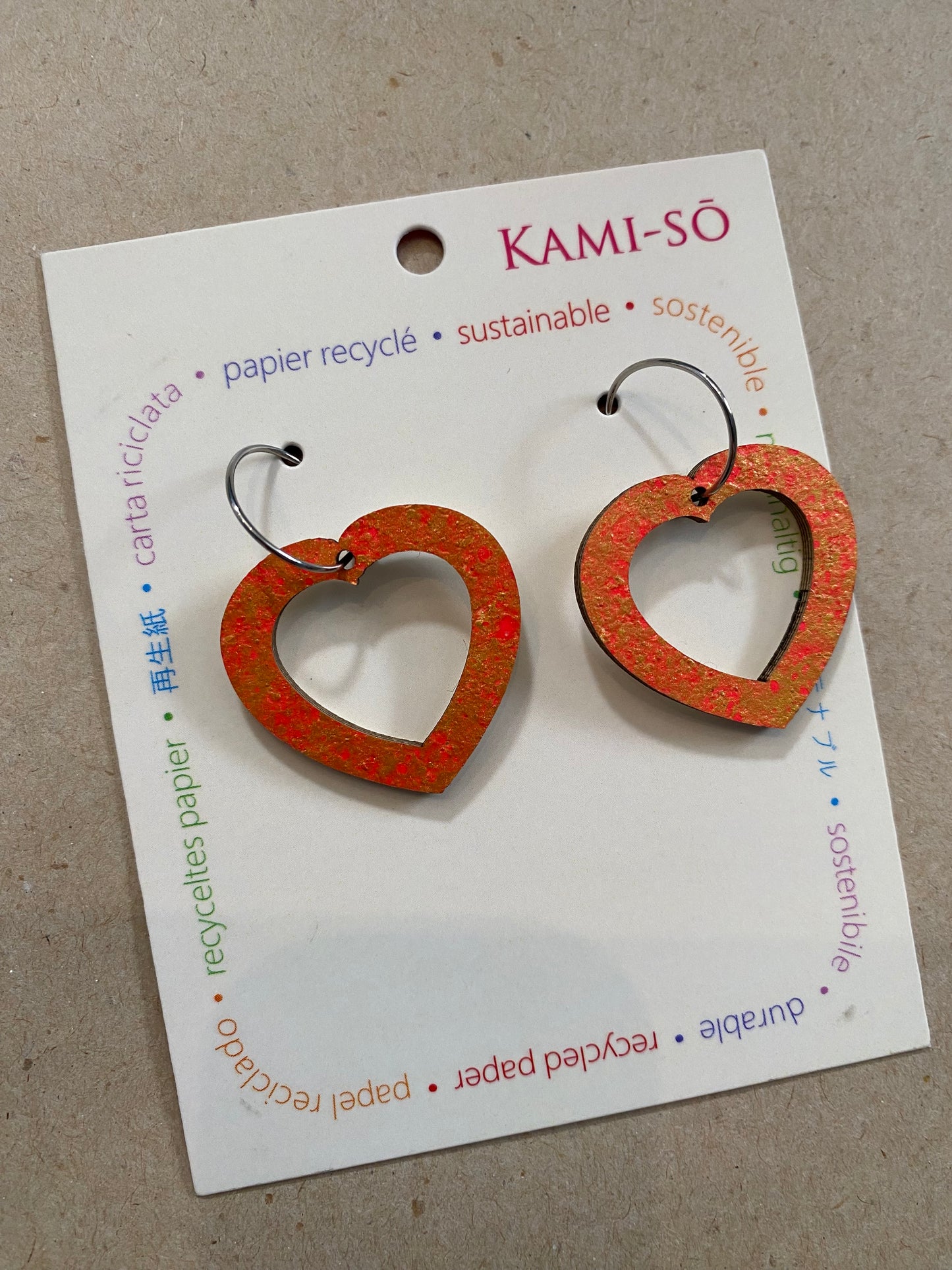 Earrings - Heart Hoop - Recycled Paper