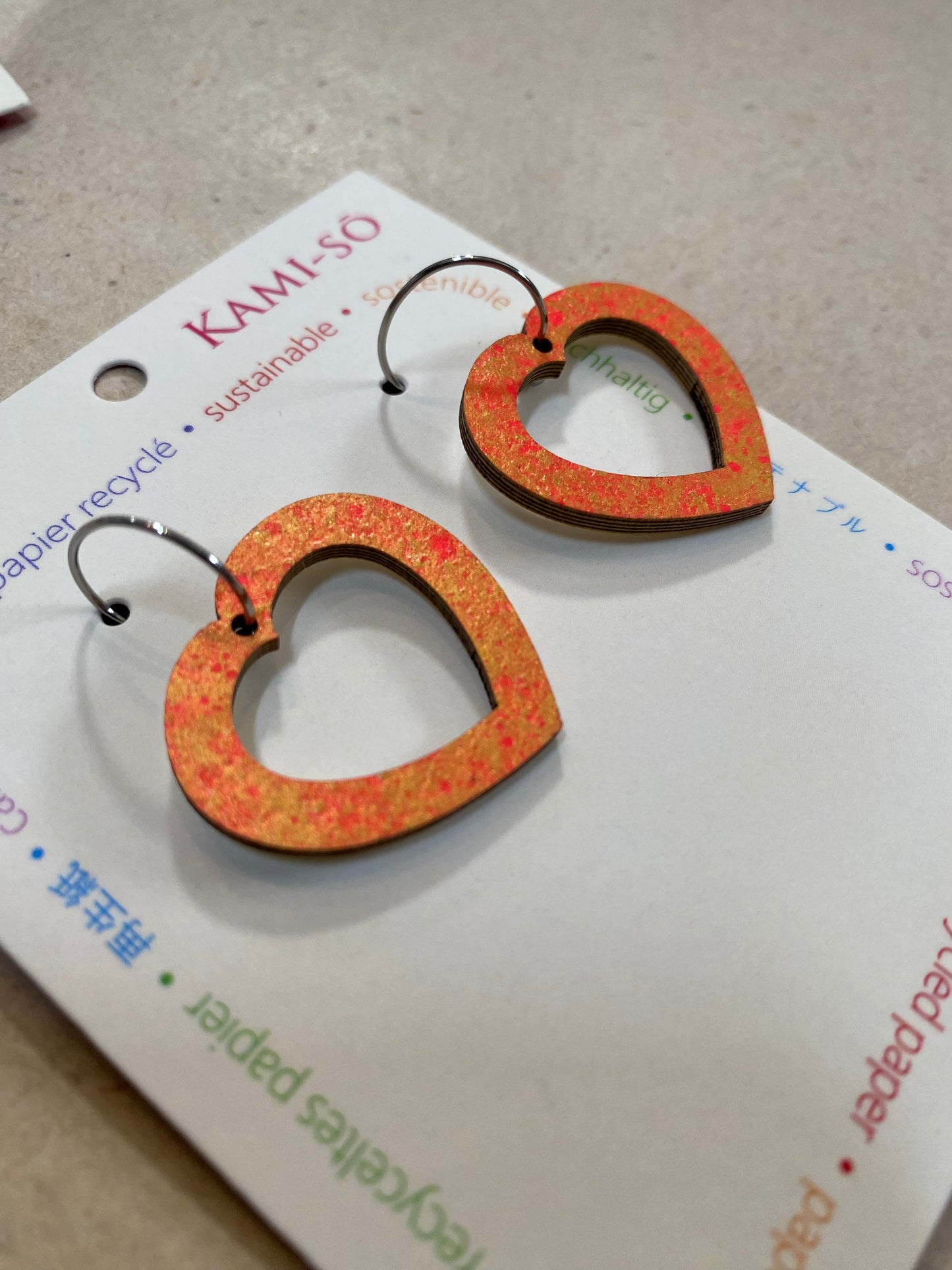 Earrings - Heart Hoop - Recycled Paper