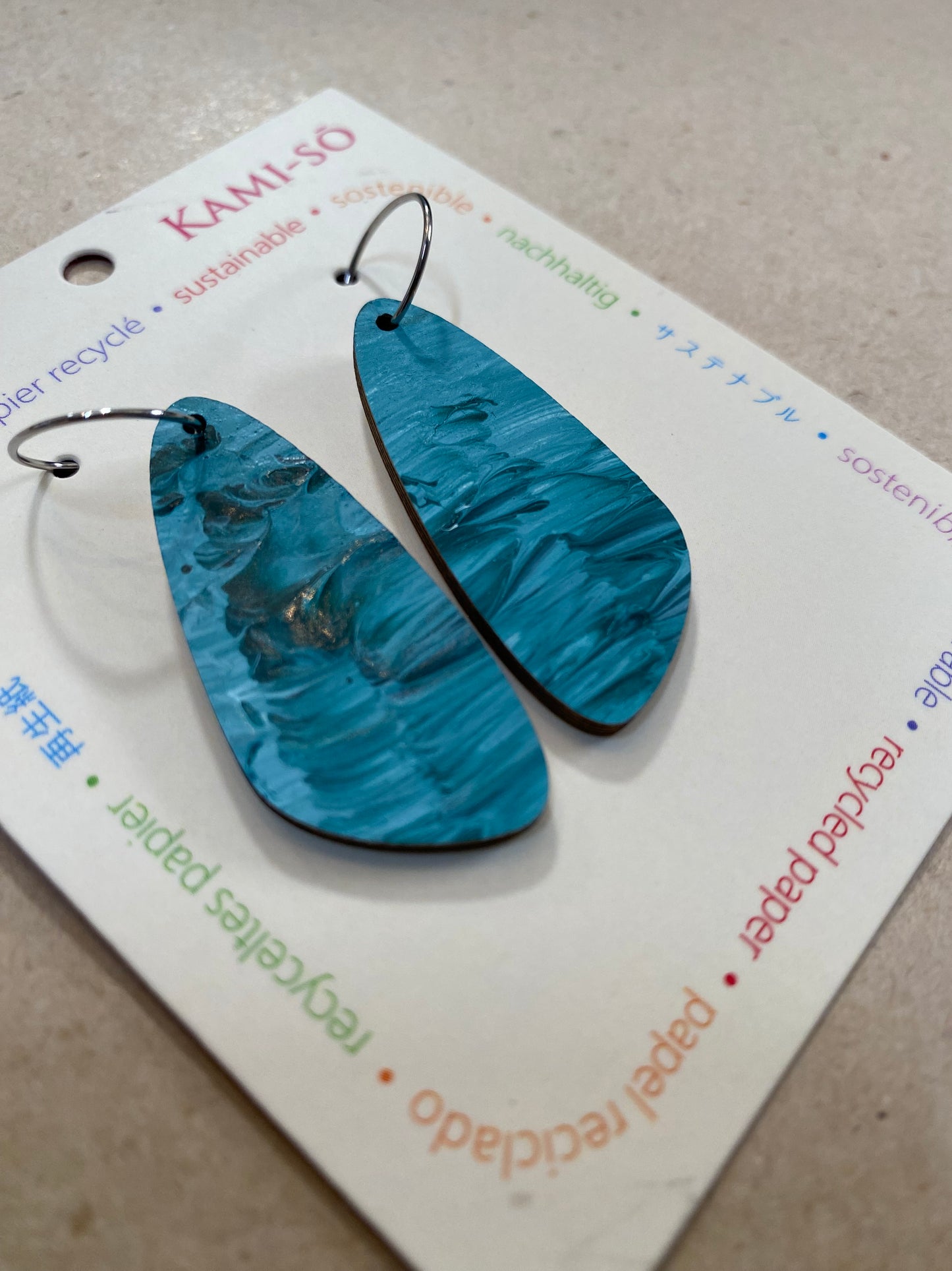 Earrings - Large Oval - Recycled Paper