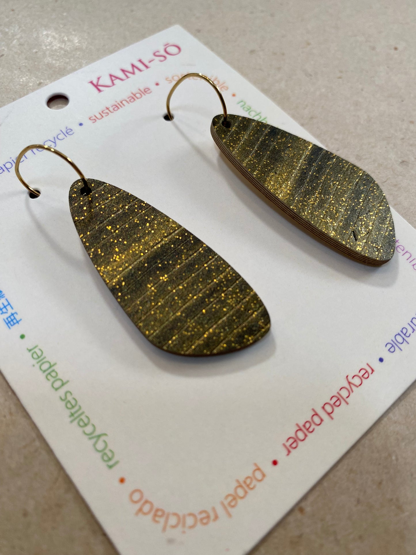 Earrings - Large Oval - Recycled Paper