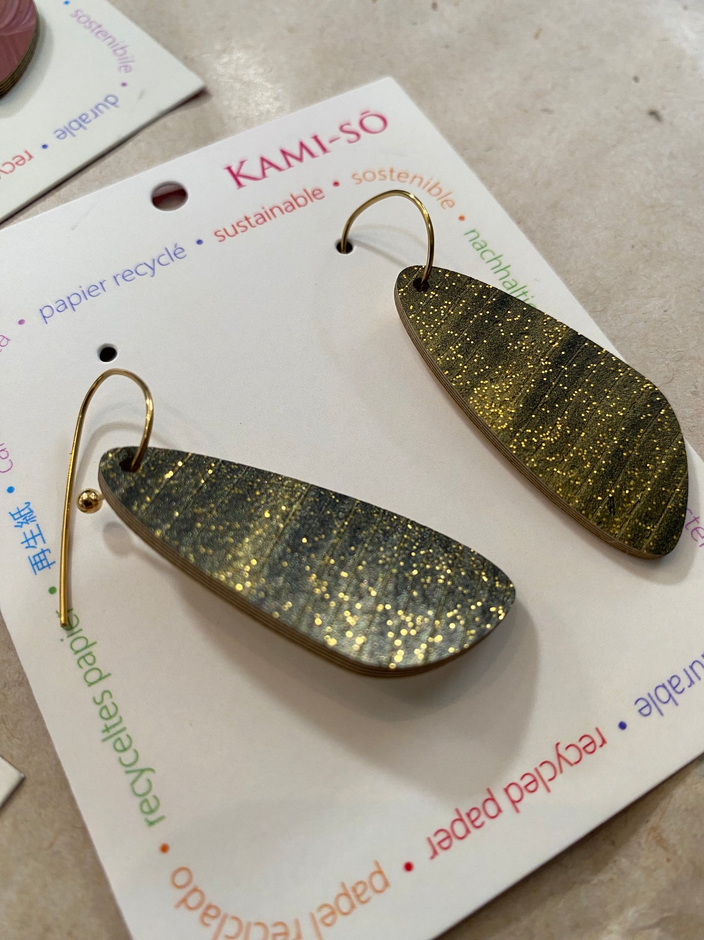 Earrings - Large Oval - Recycled Paper