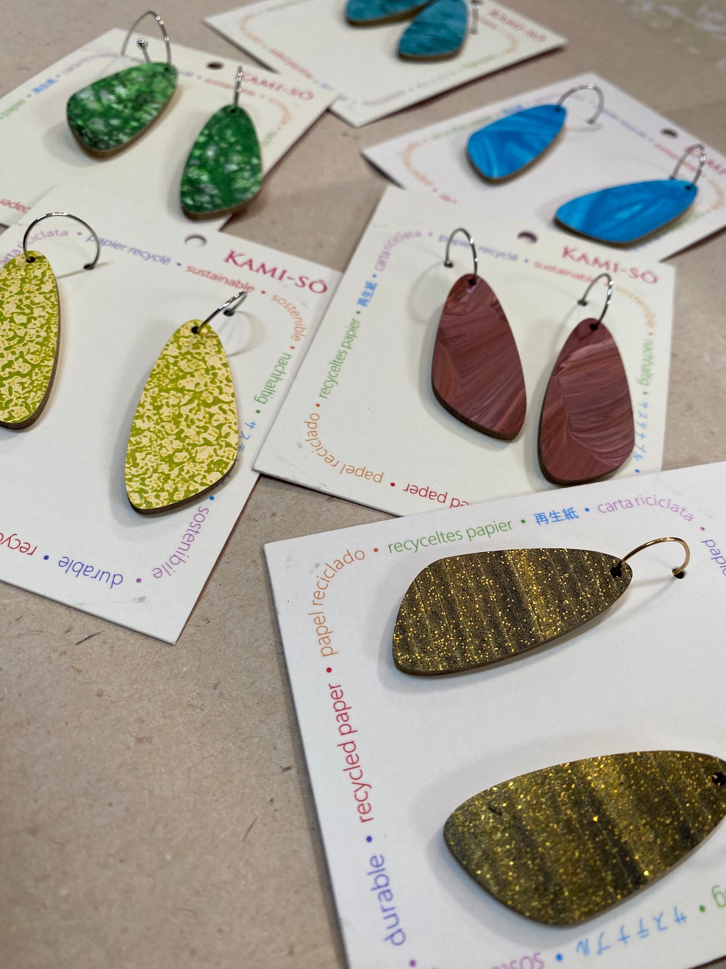 Earrings - Large Oval - Recycled Paper