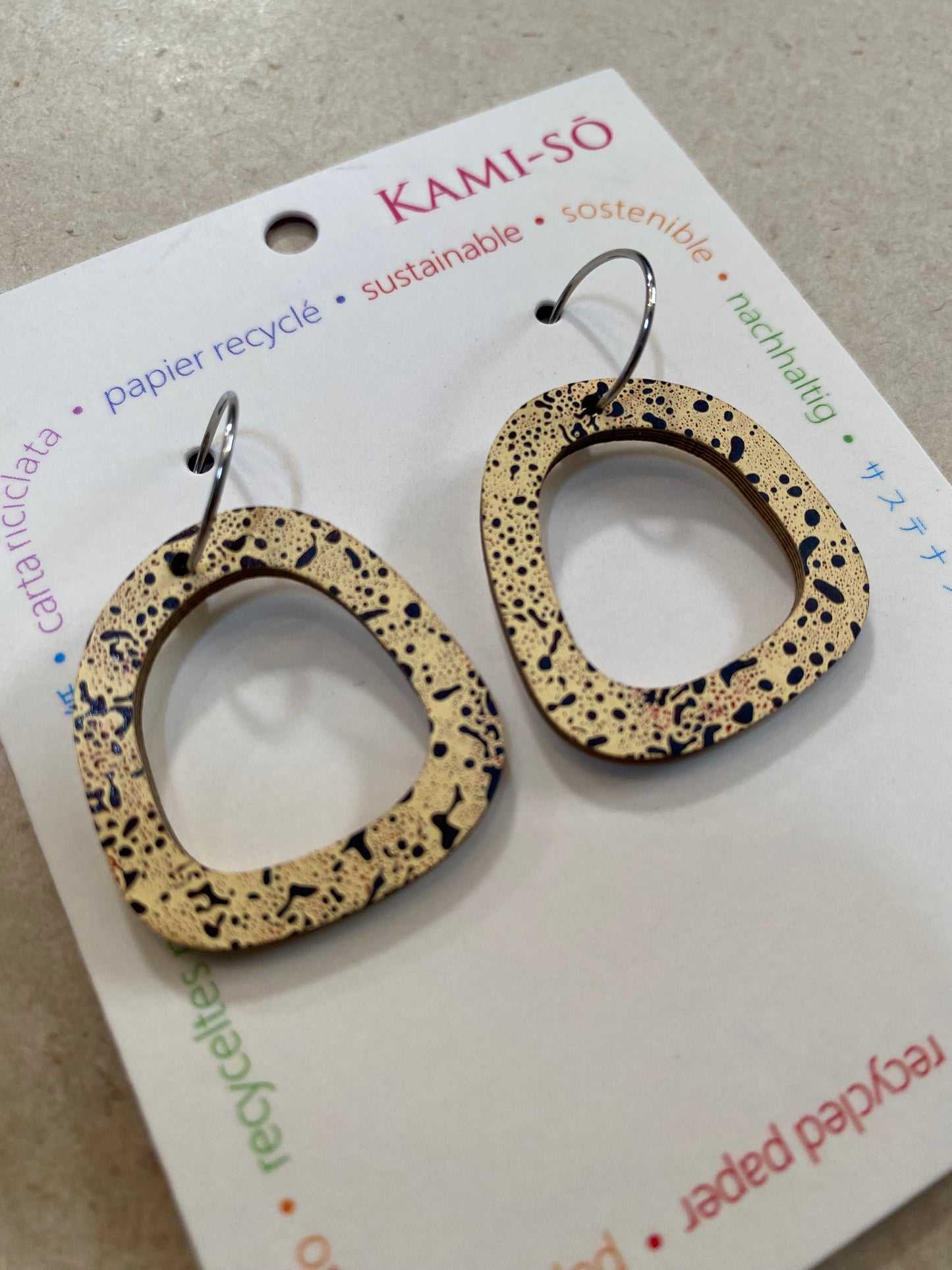 Earrings - Mini Sq Hoop - Recycled Paper