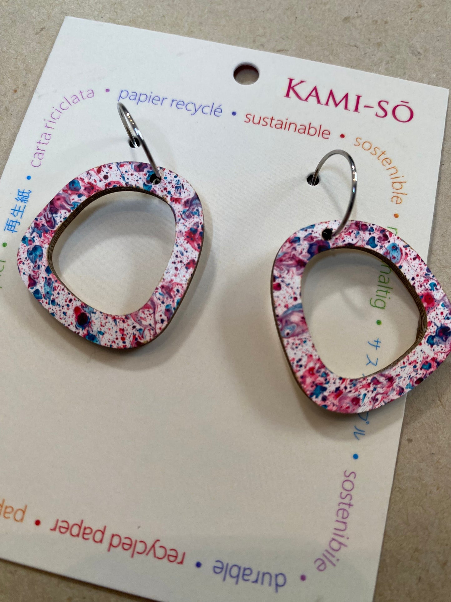 Earrings - Mini Sq Hoop - Recycled Paper