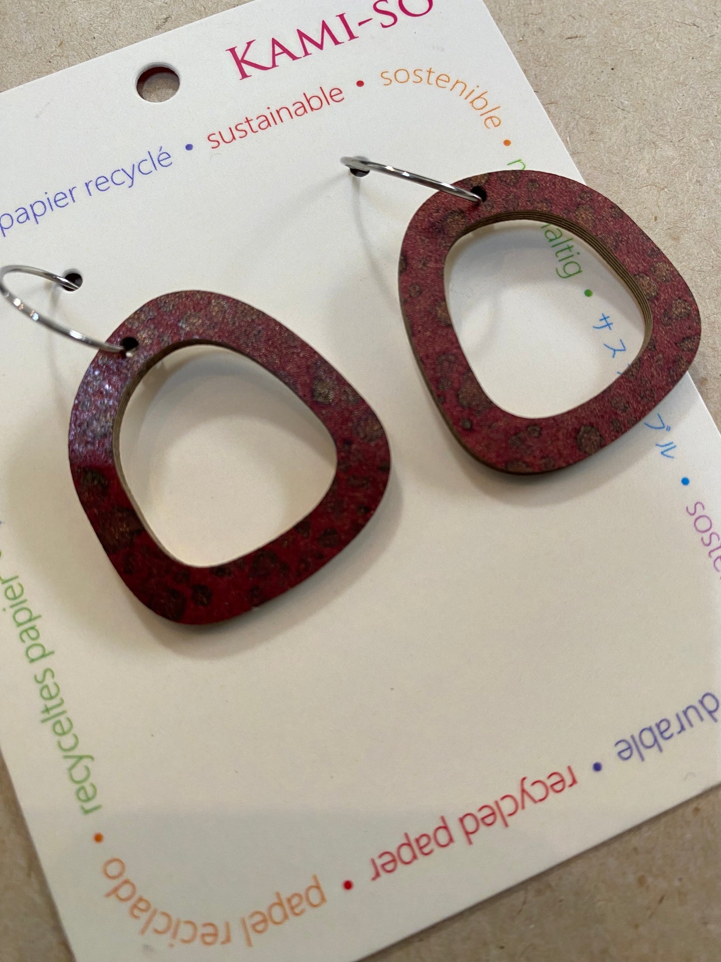 Earrings - Mini Sq Hoop - Recycled Paper