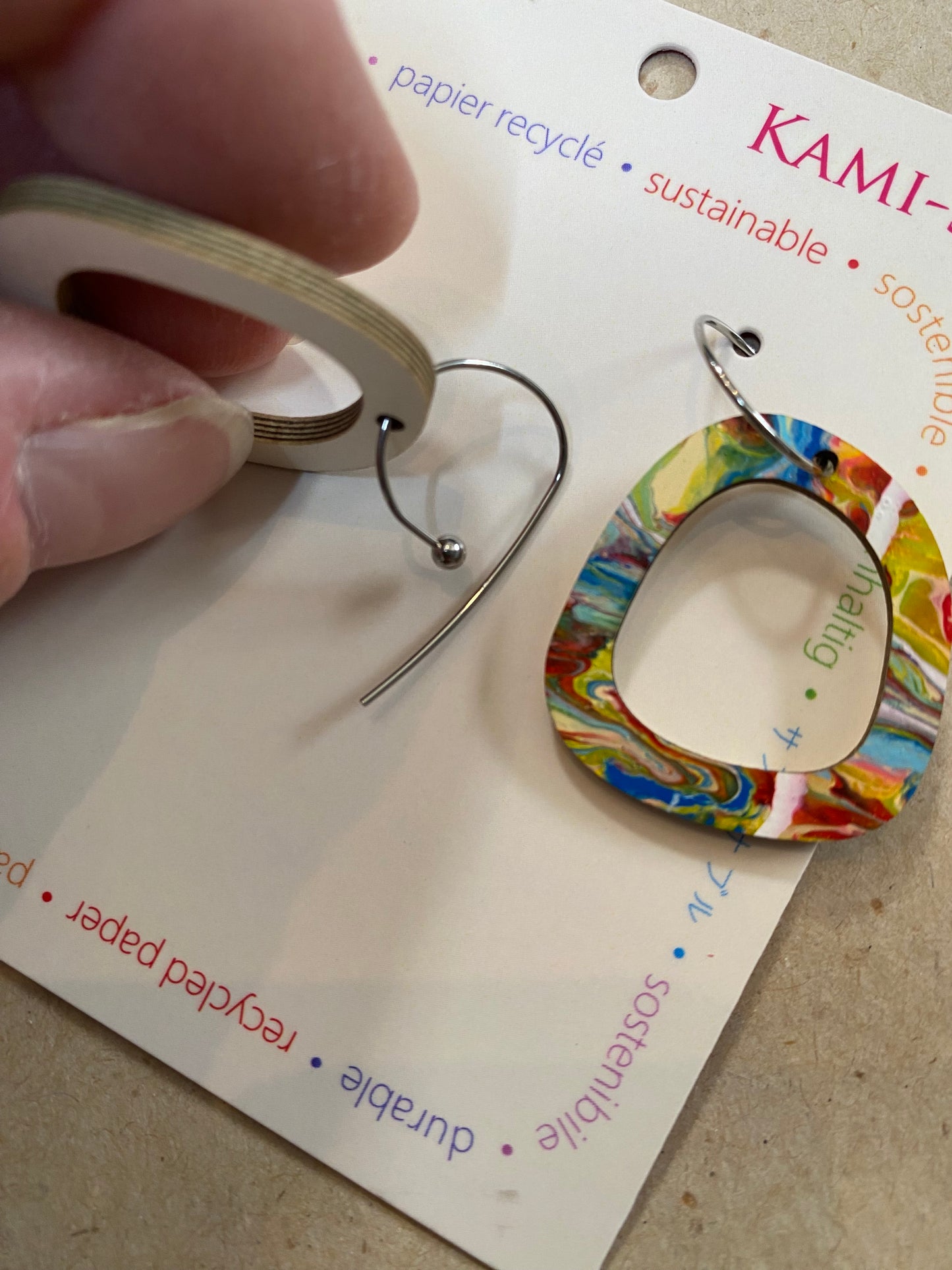 Earrings - Mini Sq Hoop - Recycled Paper