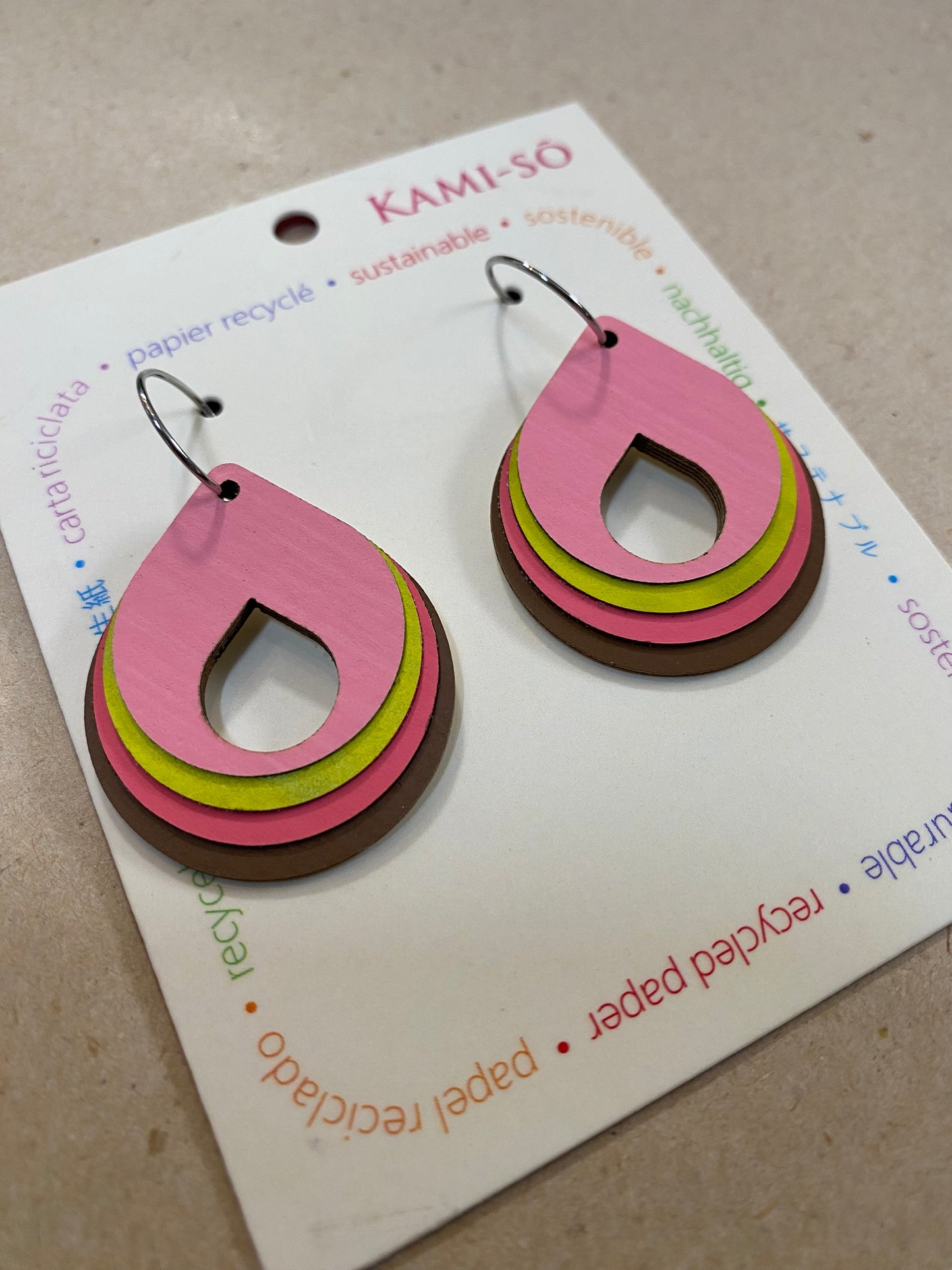 Earrings - Circle Layered - Recycled Paper