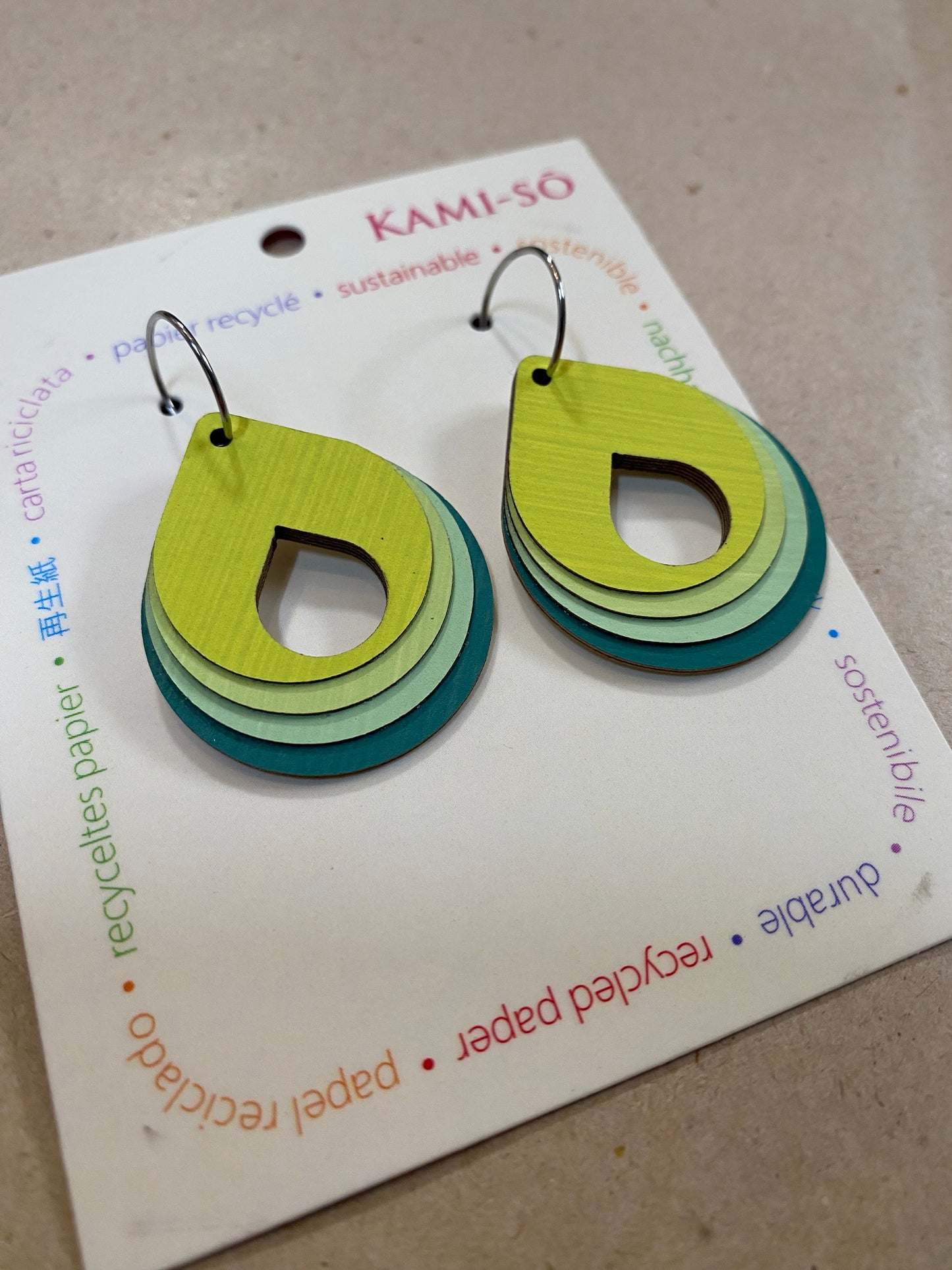 Earrings - Circle Layered - Recycled Paper