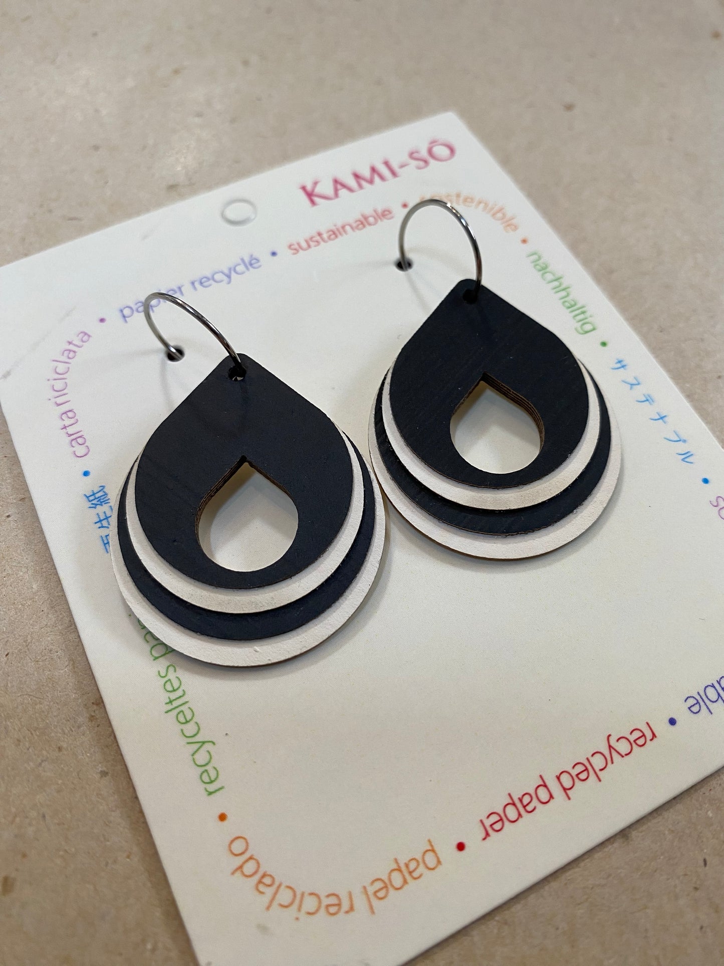 Earrings - Circle Layered - Recycled Paper