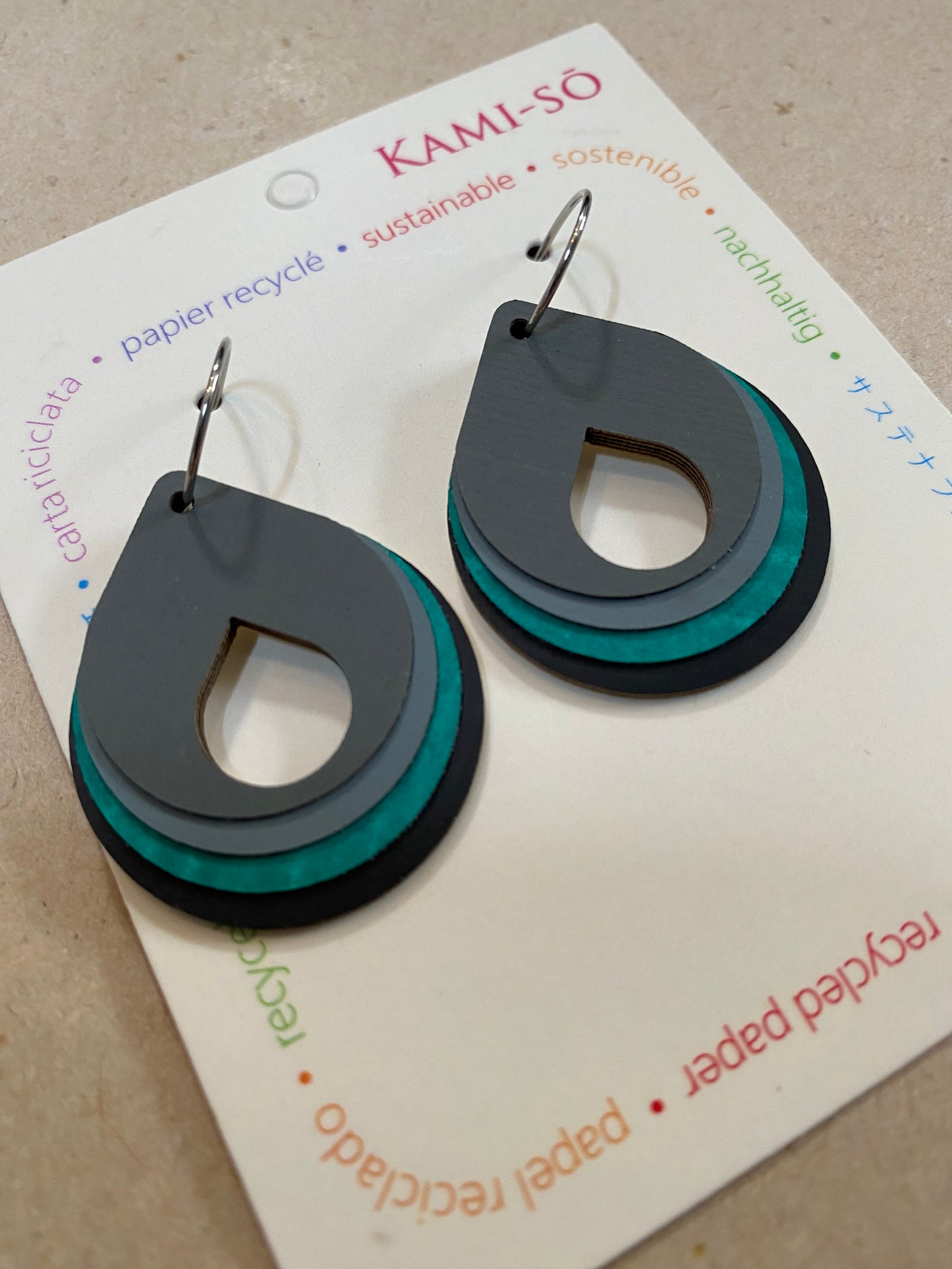 Earrings - Circle Layered - Recycled Paper