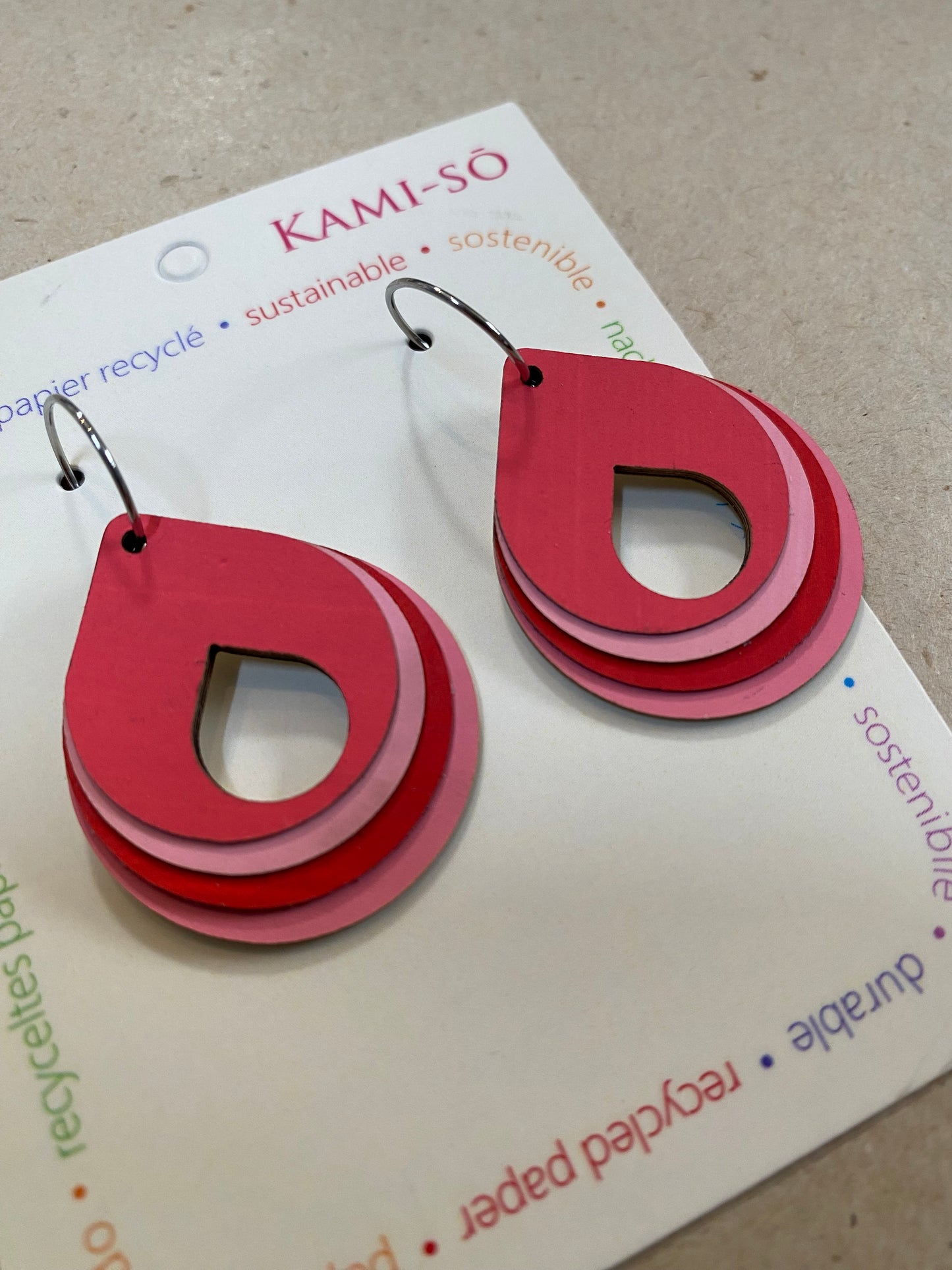 Earrings - Circle Layered - Recycled Paper