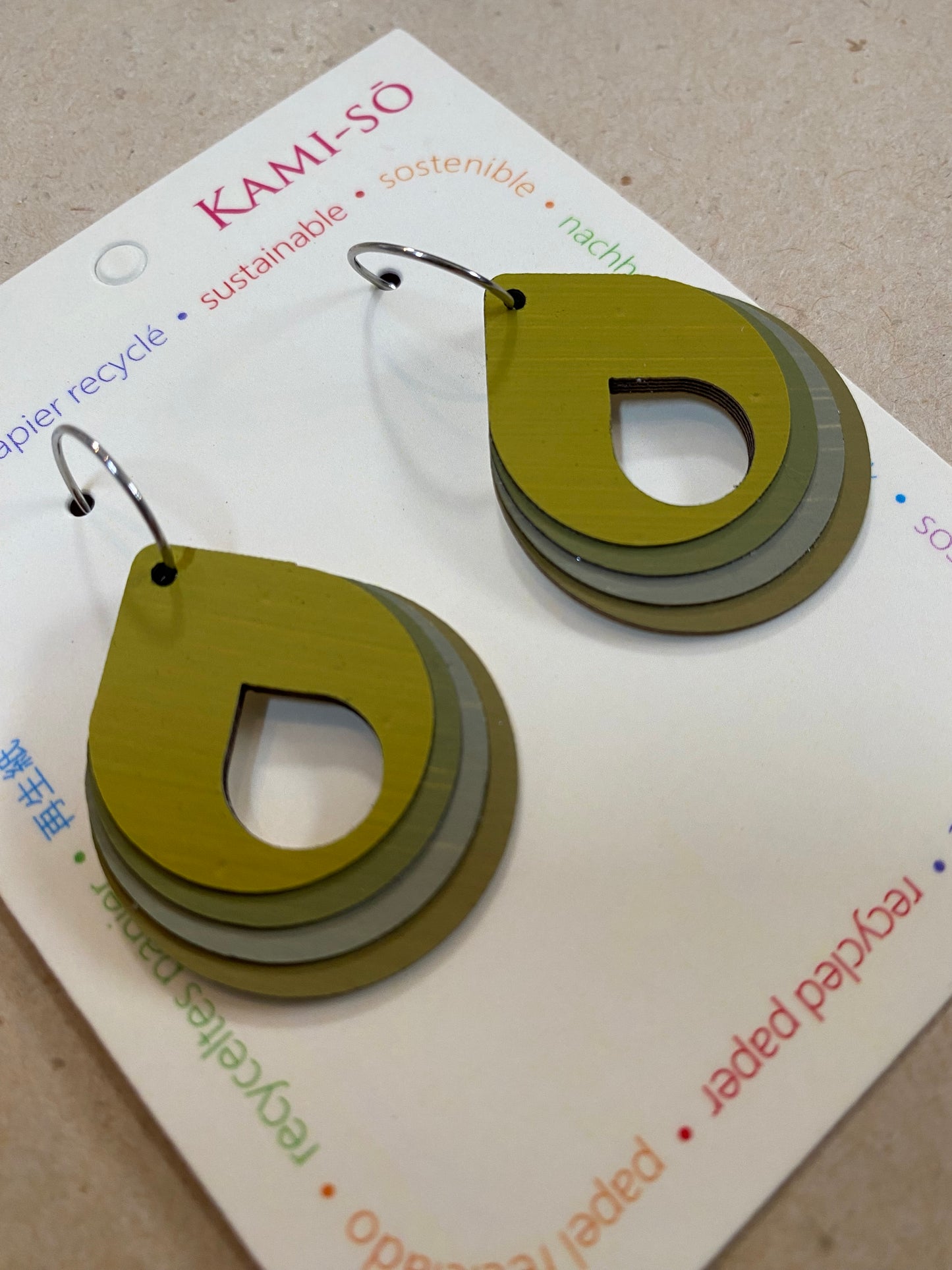 Earrings - Circle Layered - Recycled Paper