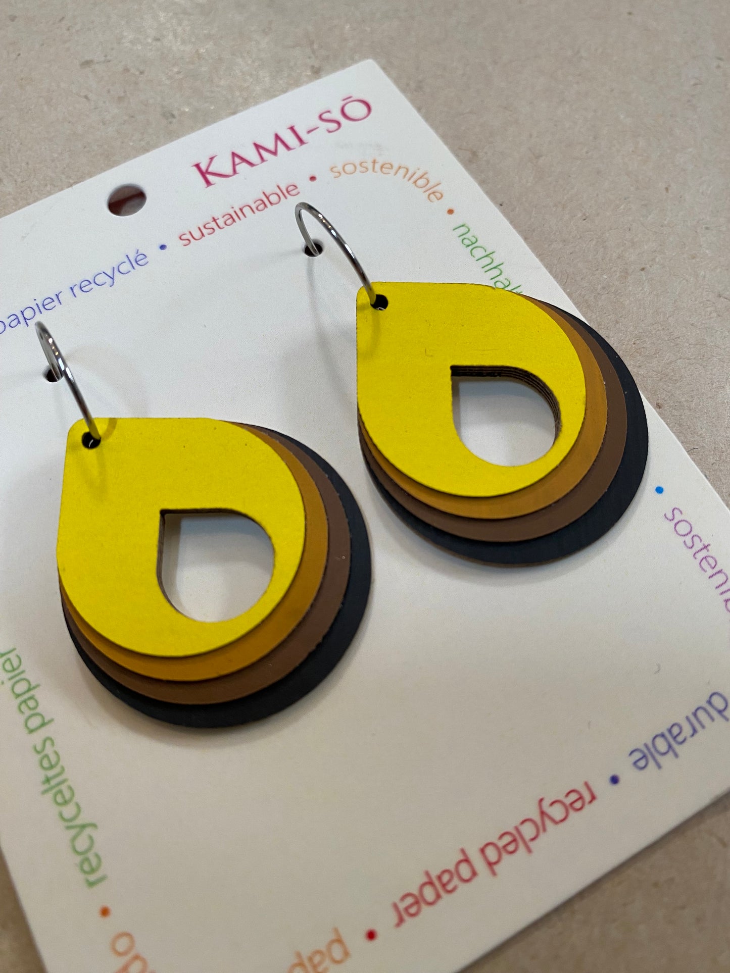 Earrings - Circle Layered - Recycled Paper