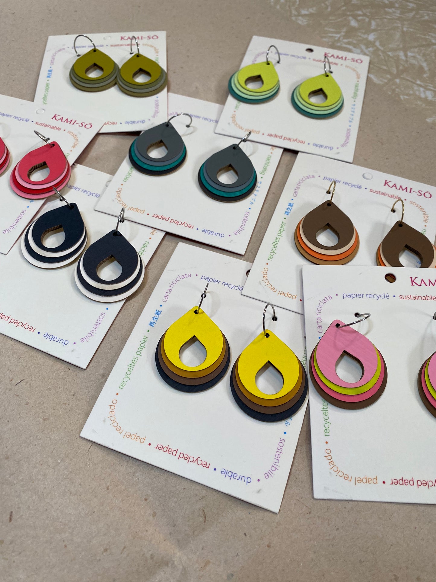 Earrings - Circle Layered - Recycled Paper